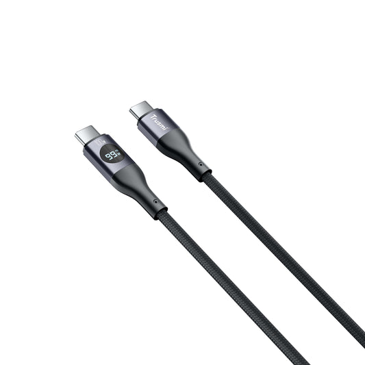 100W C TO C Digital Fast Charging Braided Cable Black 1M