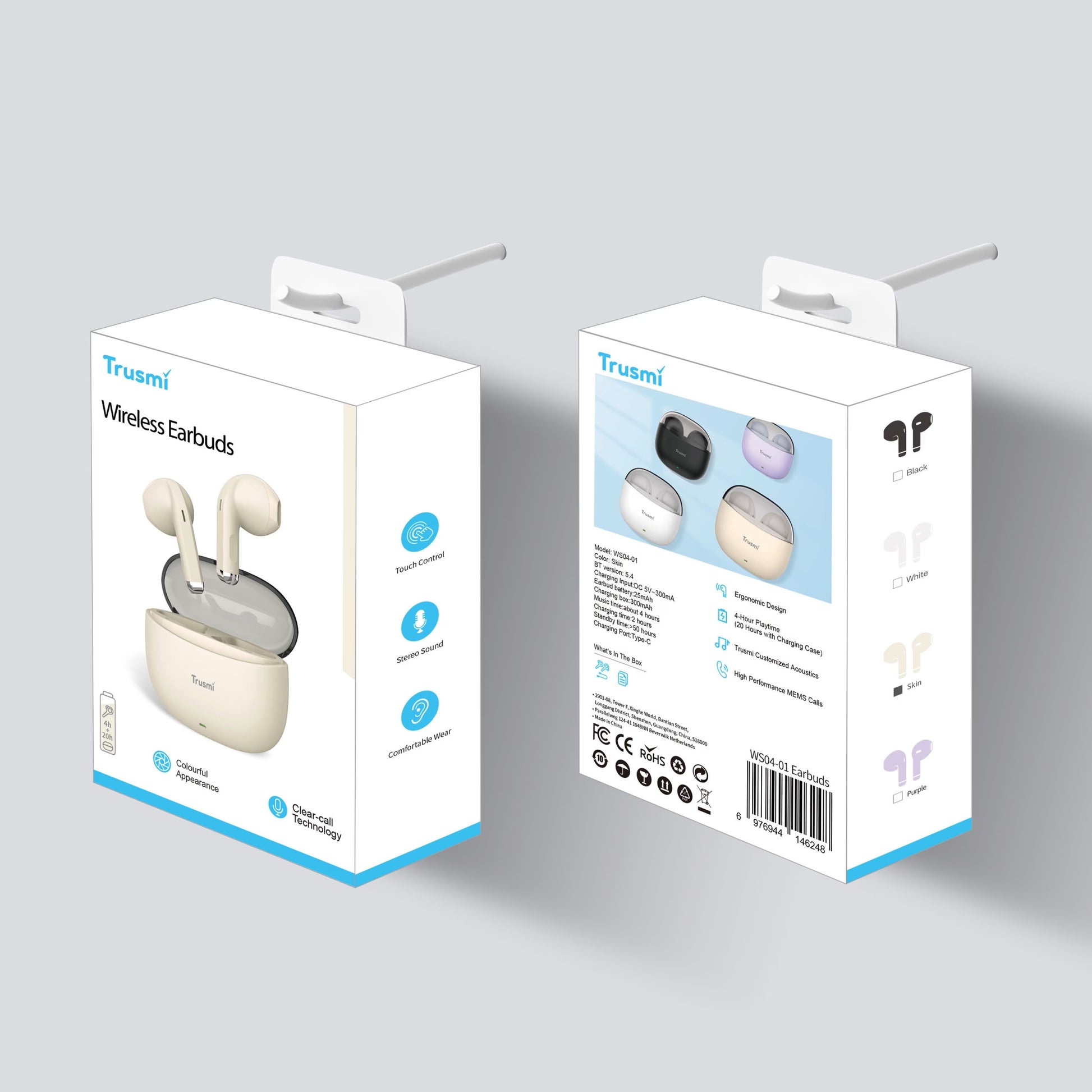 Trusmi Semi-In-Ear Wireless Earphone Colorful Series Skin color