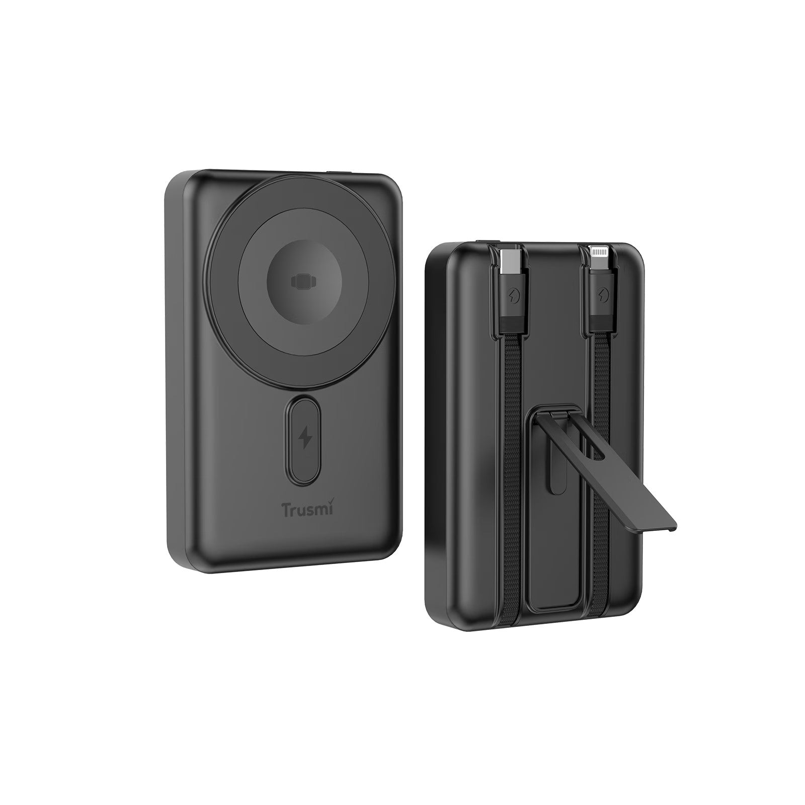 Trusmi 15W Magnetic Wireless Power Bank with C+L Cable Kickstand 10000 mAh Metallic Grey