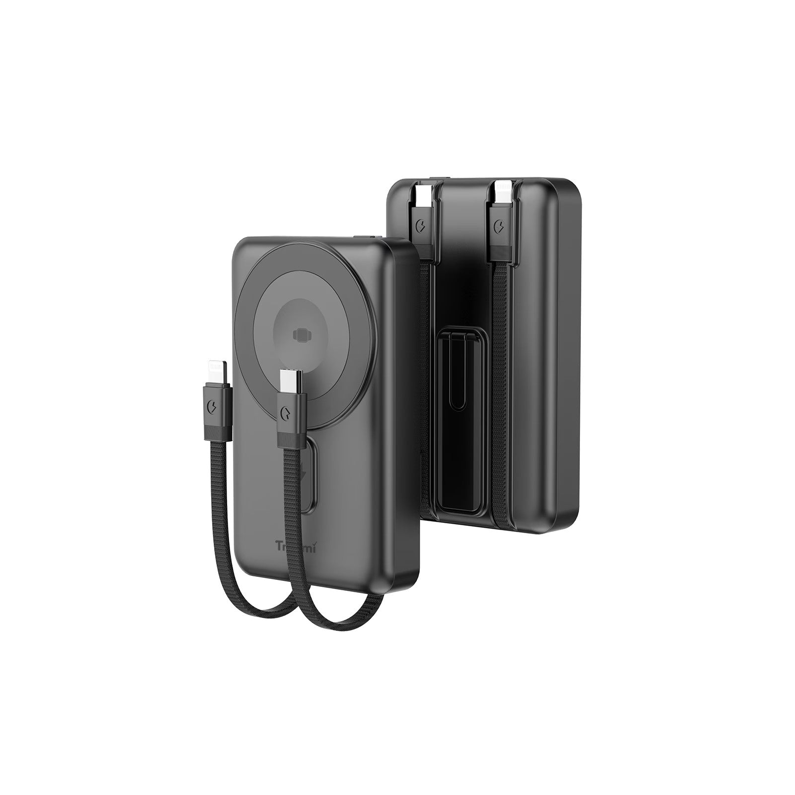 Trusmi 15W Magnetic Wireless Power Bank with C+L Cable Kickstand 10000 mAh Metallic Grey