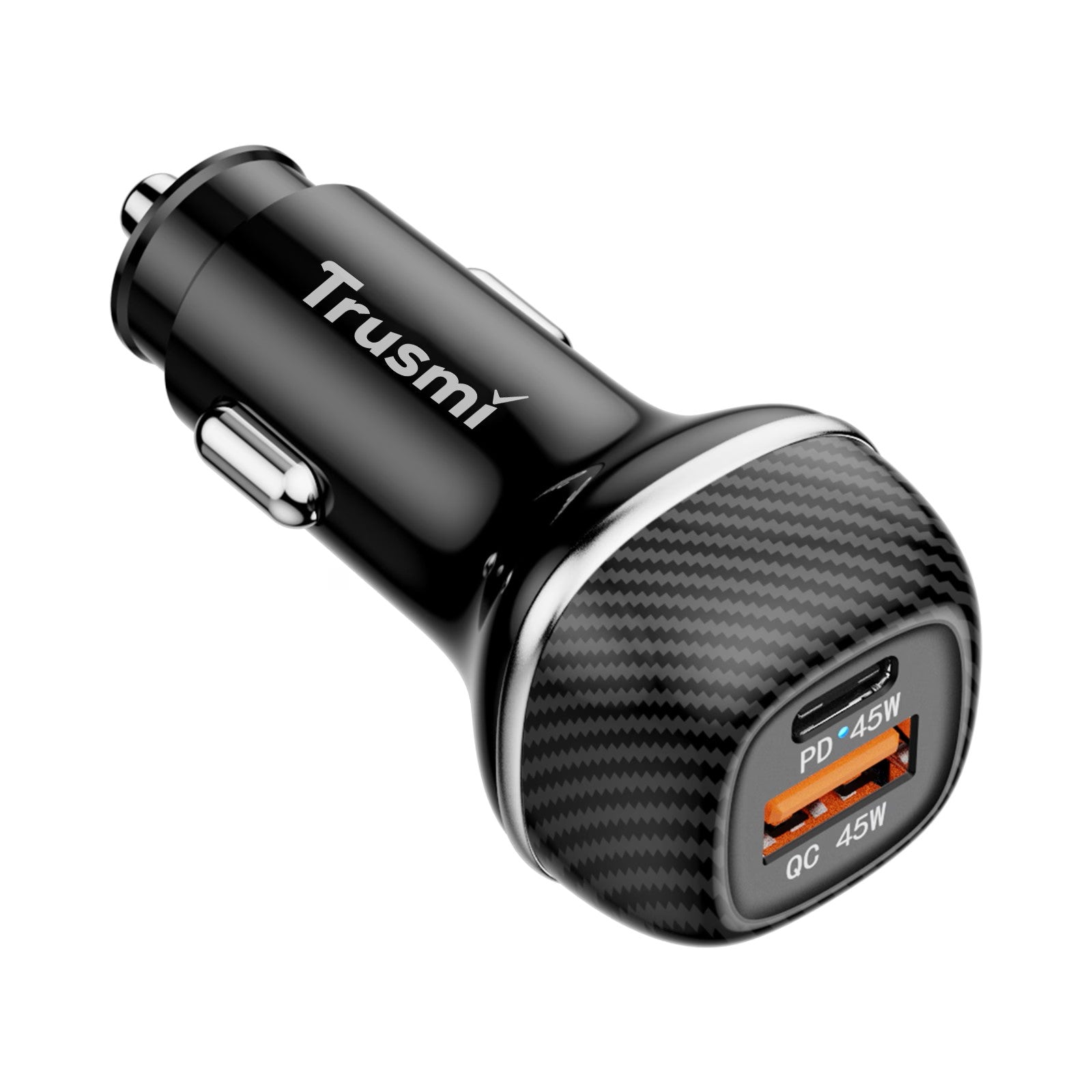 Trusmi 48W A+C Carbon Fiber Quick Car Charger Black