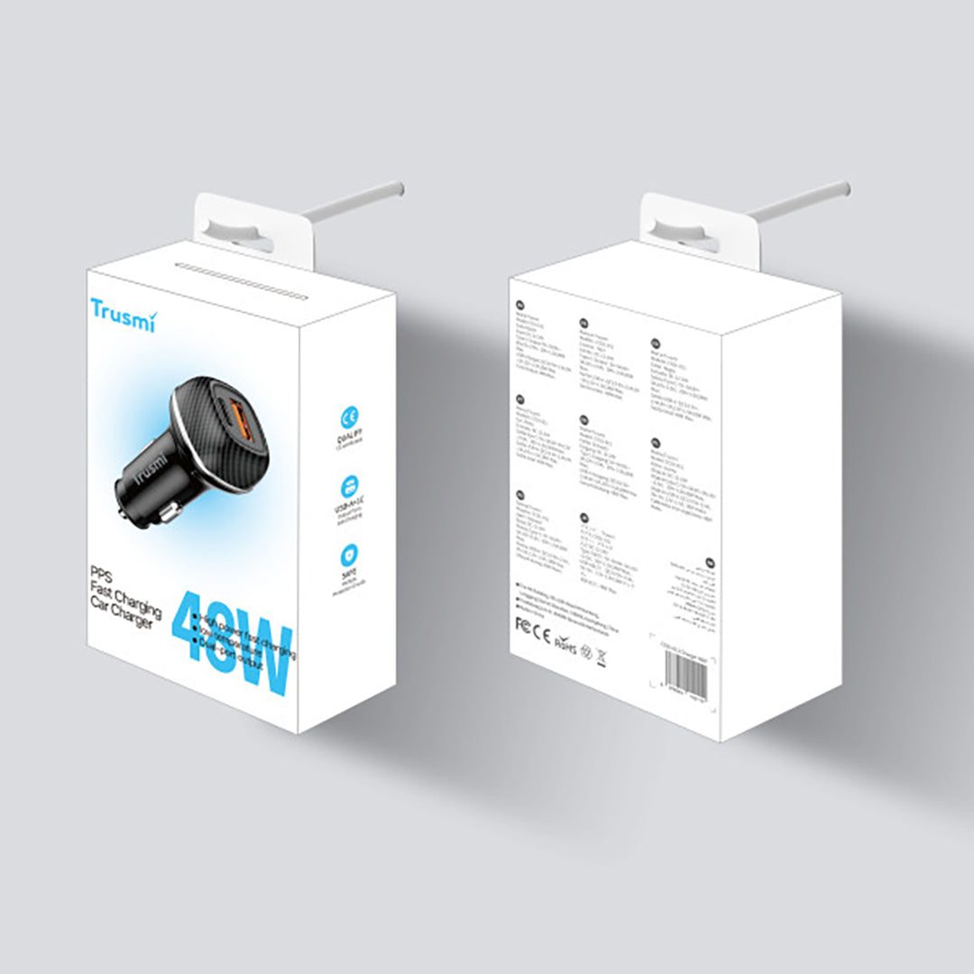 Trusmi 48W A+C Carbon Fiber Quick Car Charger Black