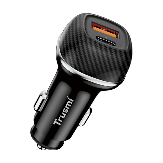 Trusmi 48W A+C Carbon Fiber Quick Car Charger Black