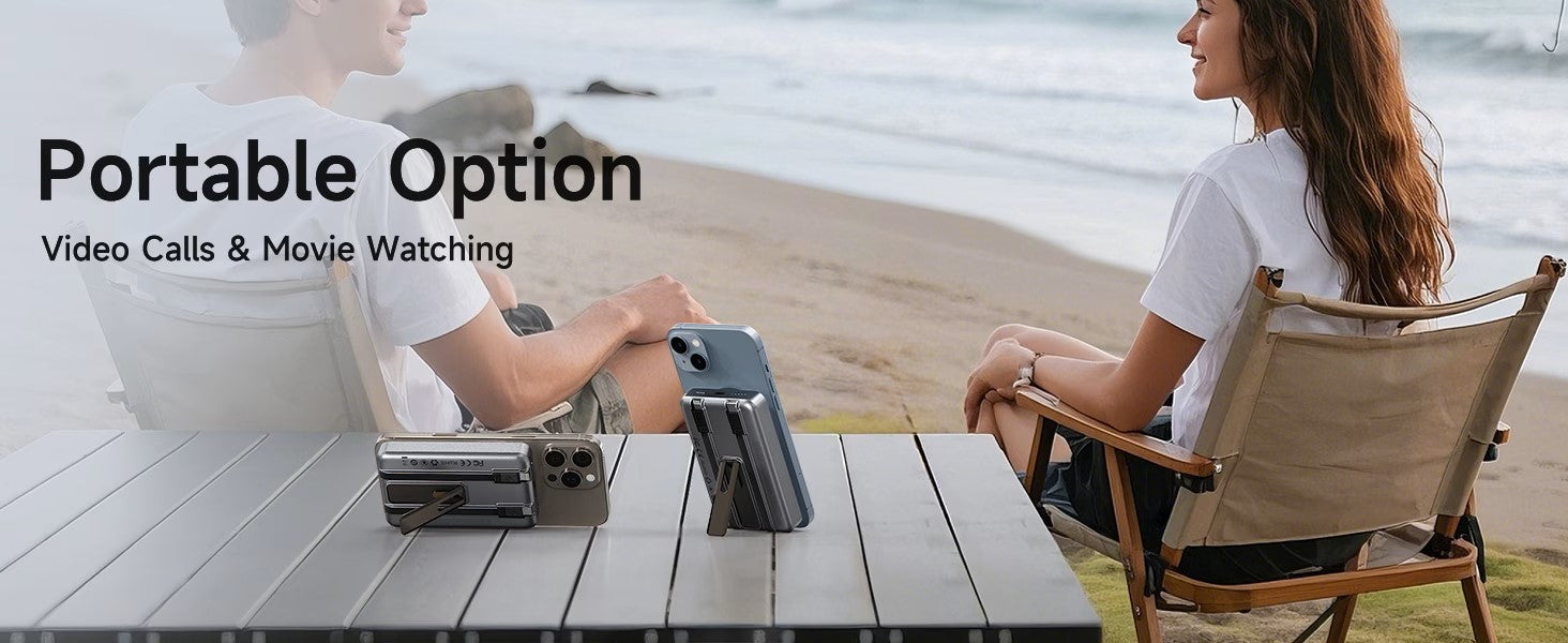 Trusmi 15W Magnetic Wireless Power Bank with C+L Cable Kickstand 10000 mAh Metallic Grey